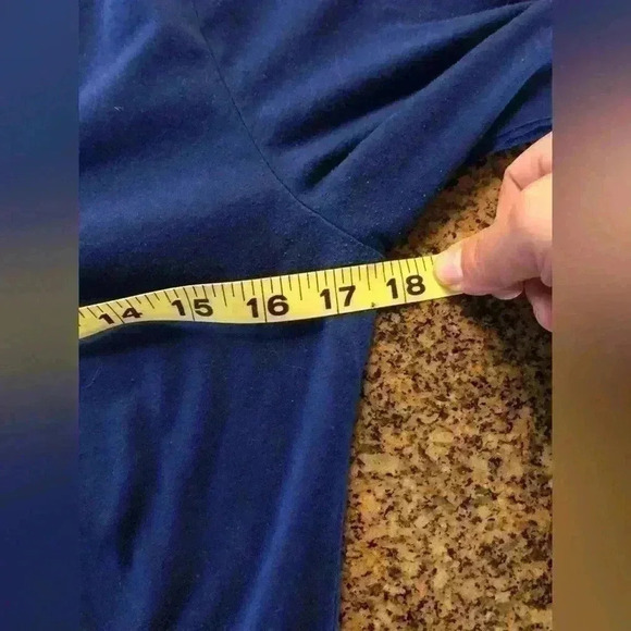 a.n.a. royal blue?  dark blue v-neck long sleeve cotton top women M - Picture 6 of 7